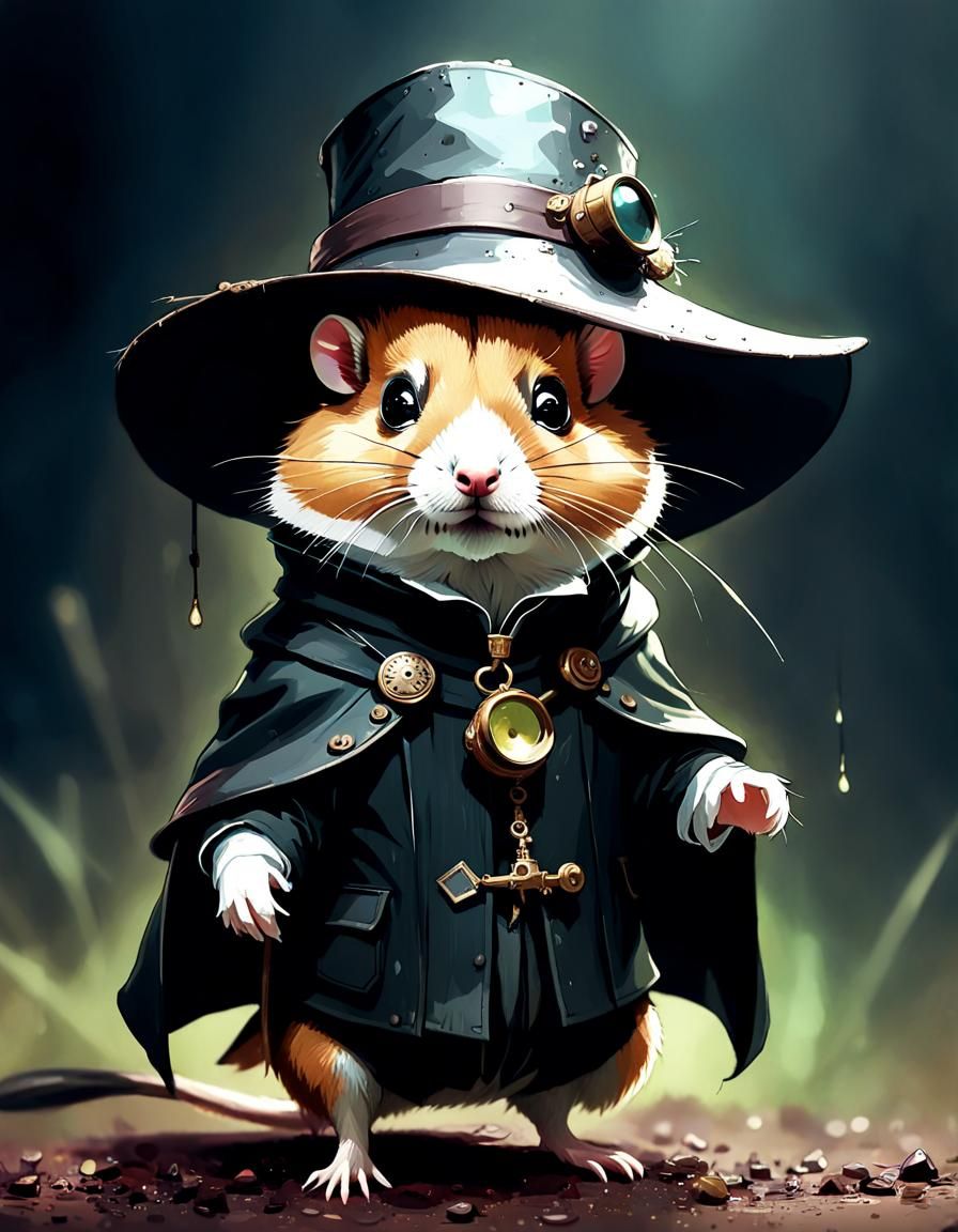 Hamster Plague Doctor: Digital Art Concept