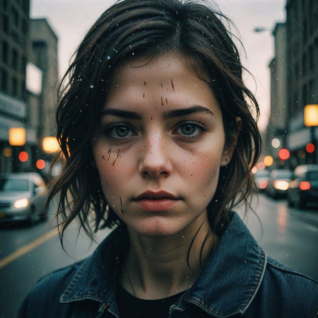 Emotional Double Exposure Portrait in Moody Tones