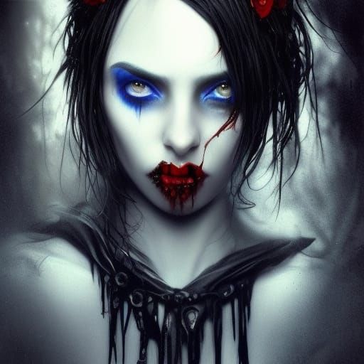 Gothic Zombie Snow Beauty in Dark Fantasy Style