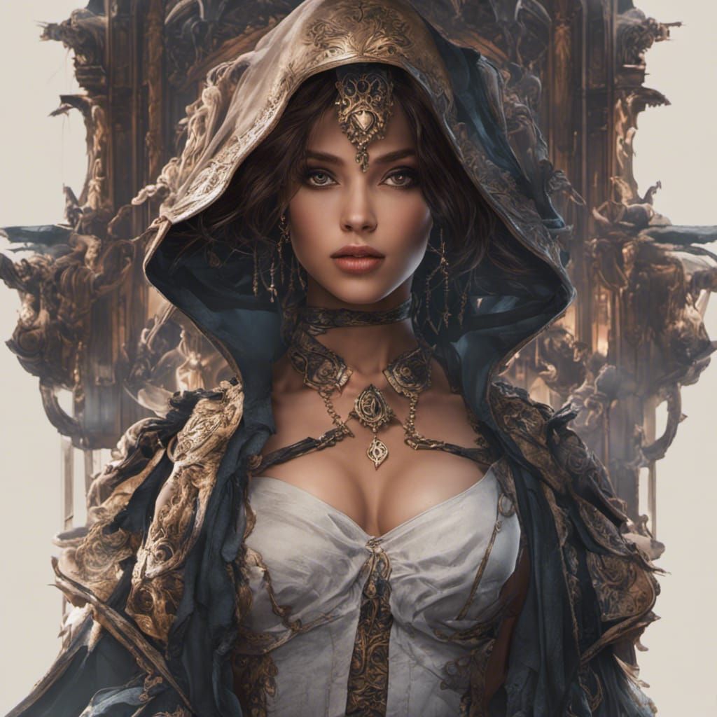 Fantasy Thief Portrait in Dark, Hyperdetailed Style
