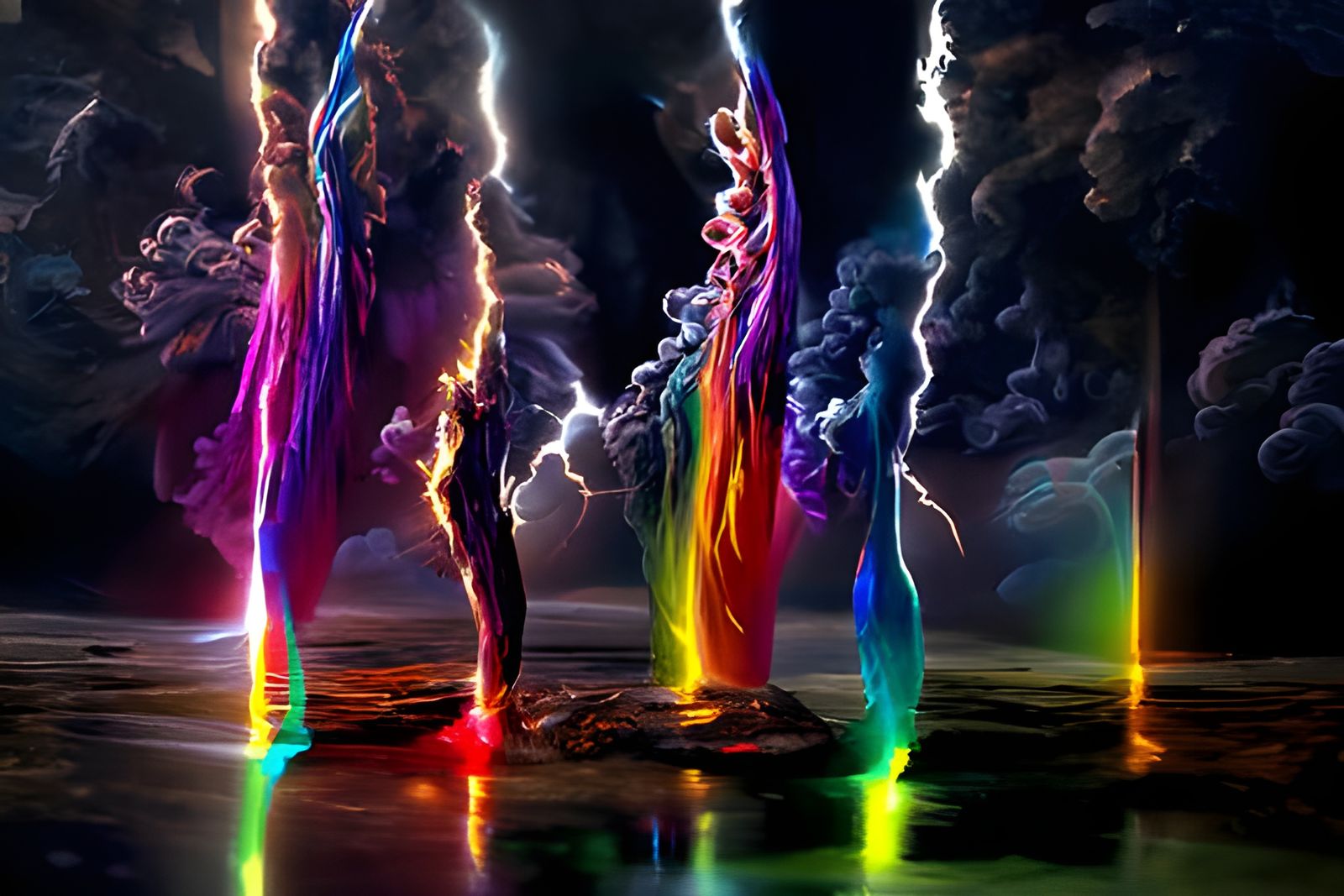 Rainbow Lightning Hybrid in Hyperrealism Style