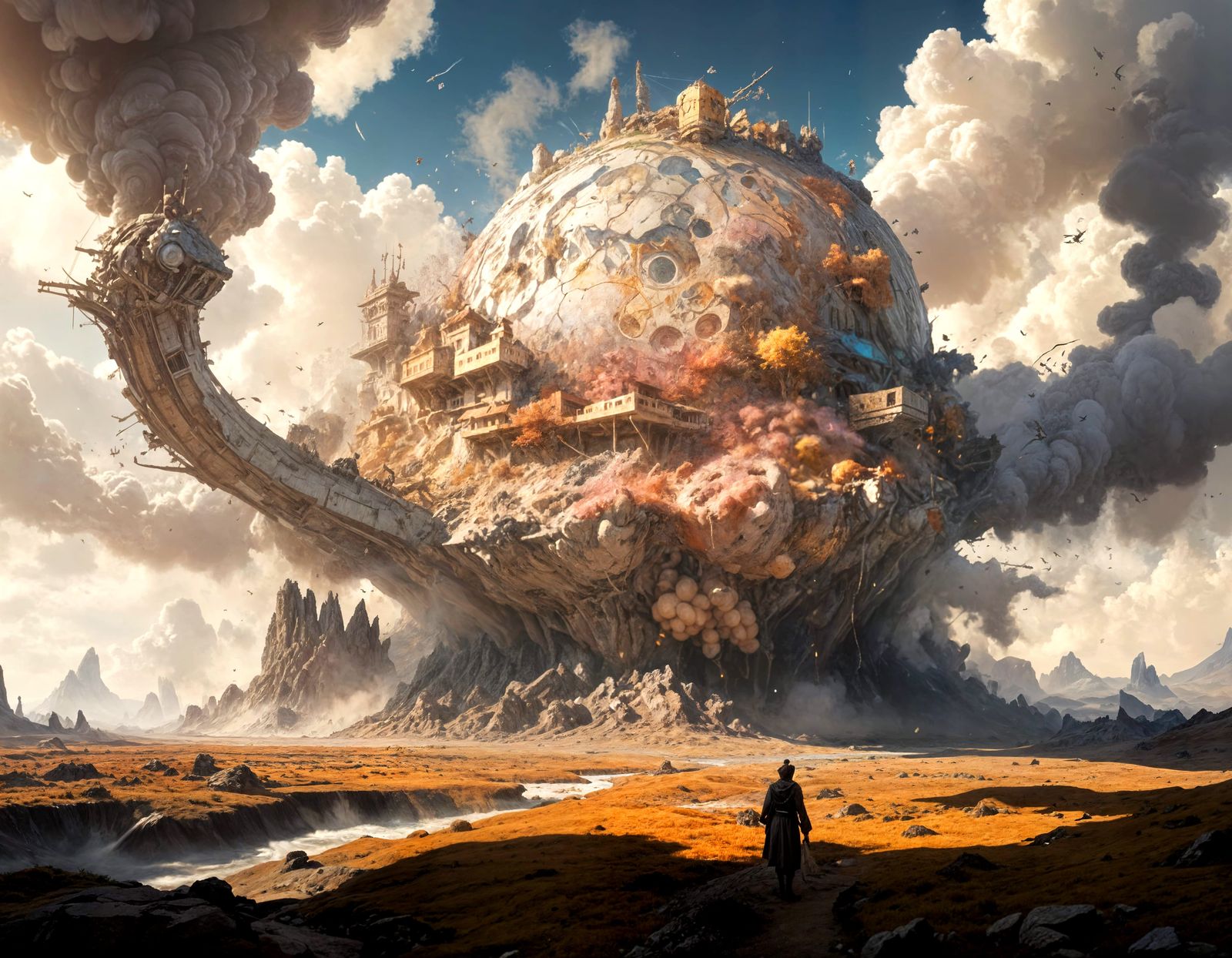 built over a volcanic hot spot - used as a power source...