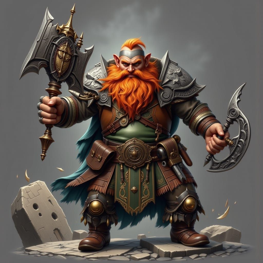 Dwarf War Party in Art Nouveau Punk Style