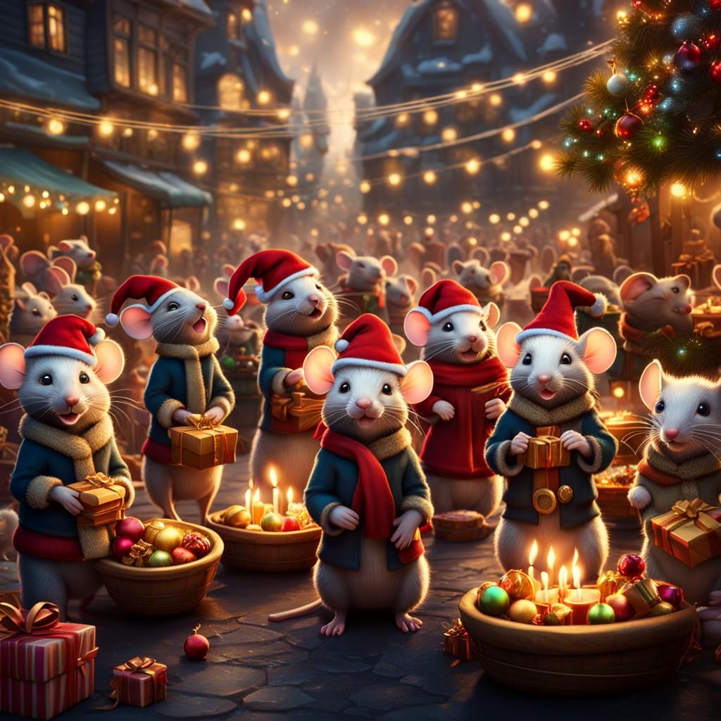 "We wish you a mousey Christmas, We wish you a mousey Christmas and a squeaky new year"