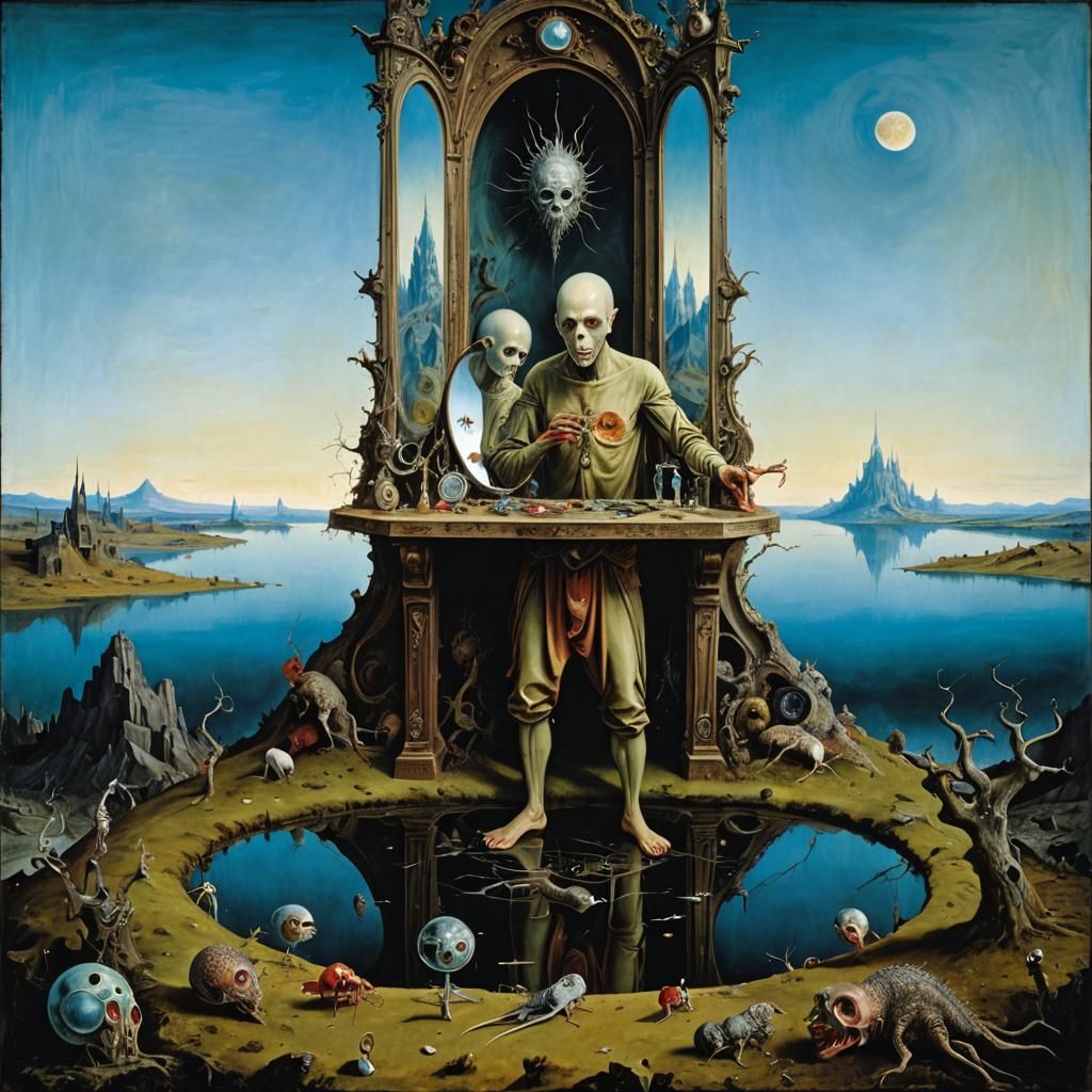 Insane Reflection: Surreal Steampunk Mixed Media Art