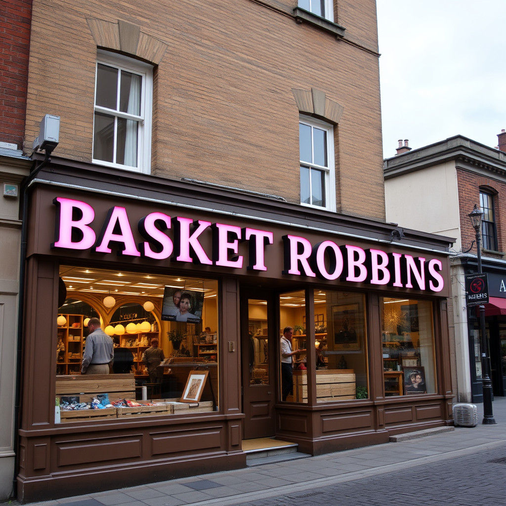 Basket Robbins Storefront in Pink and Brown