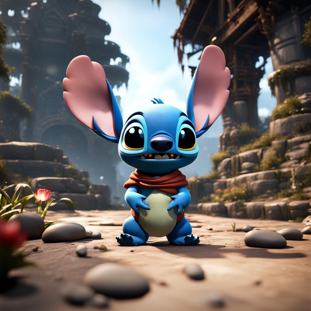 Stitch in 3D Game Cinematic Style