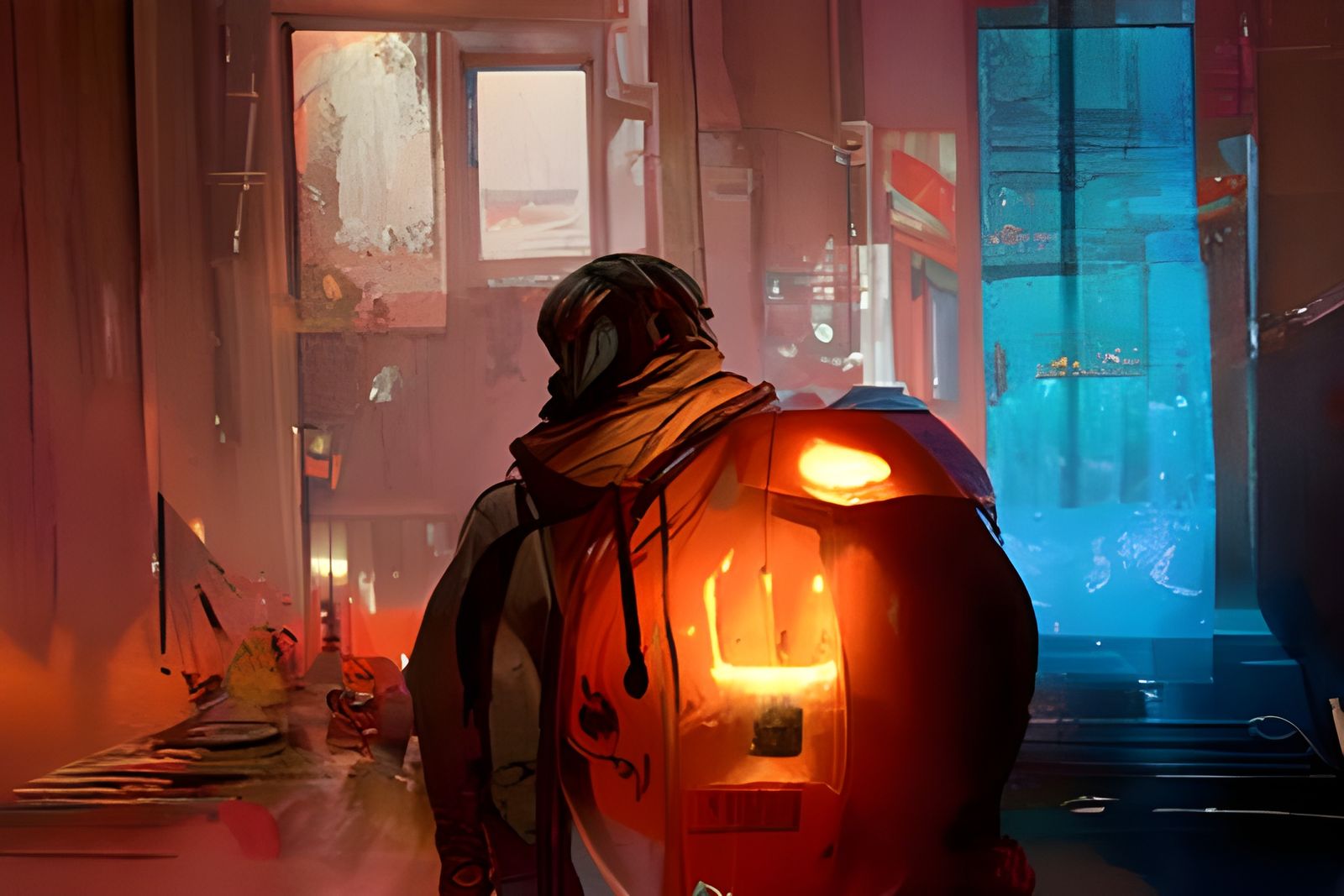 Spooky Carved Pumpkin Glowing at Night