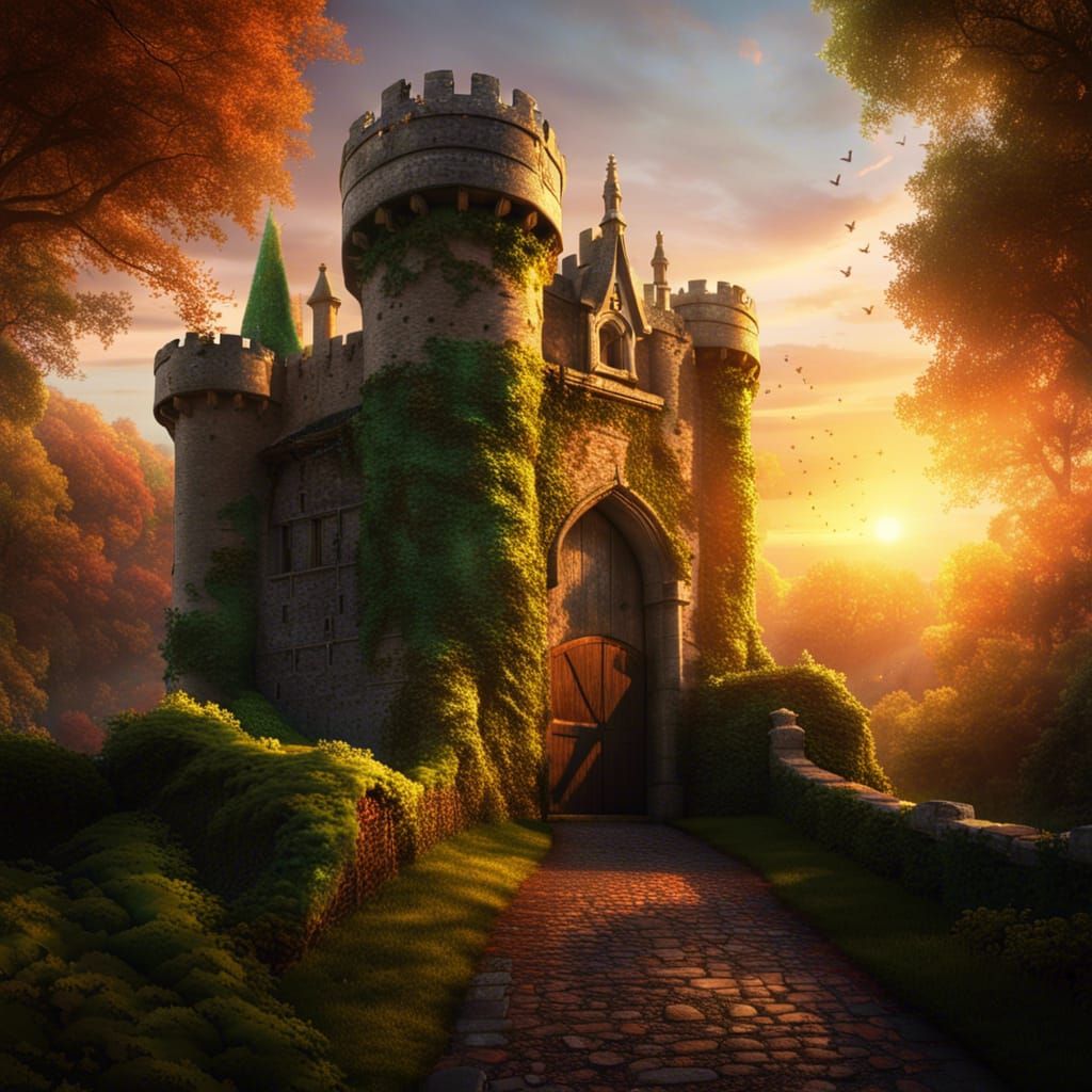 Enchanted Forest Castle at Sunset as Splash Art