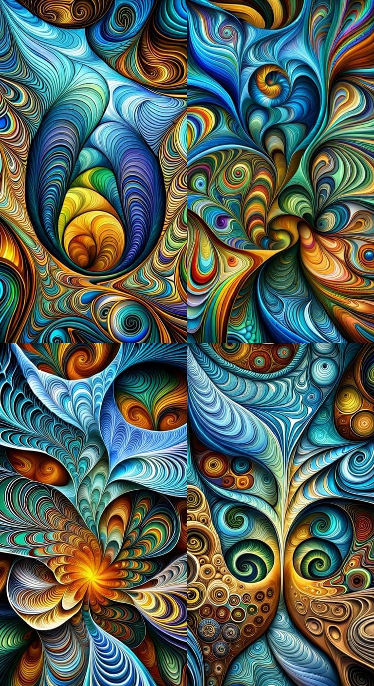 Fractal Gemini Spirit with Abstract Vector Elements