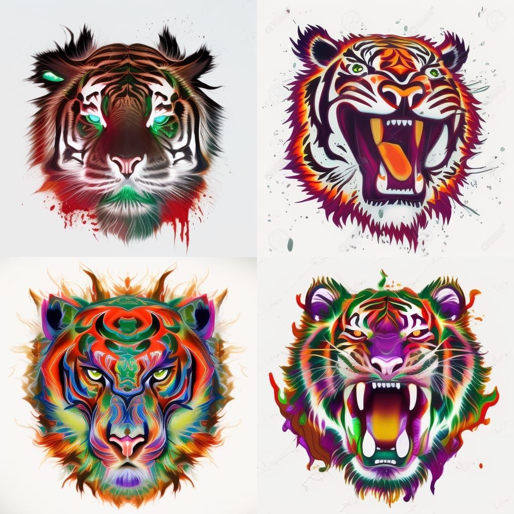 Hyperrealistic Green Jade Flaming Tiger Head