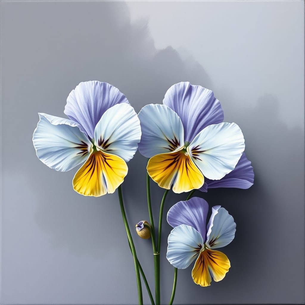 Dreamlike Pansies in Surrealist Oil Painting Style
