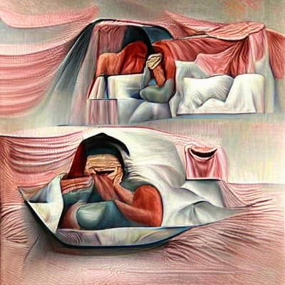 Solitary Woman Crying in Bed