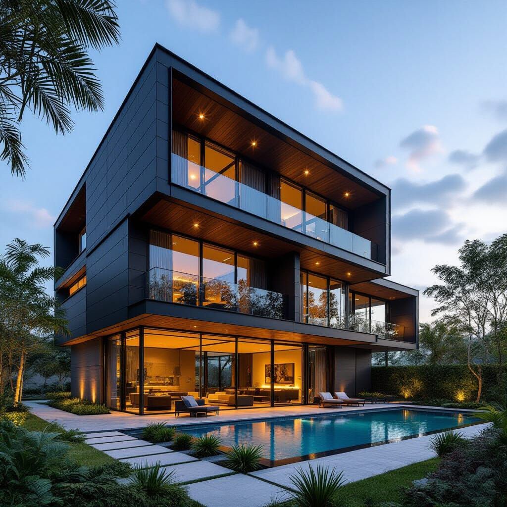 Innovative Sustainable Architecture with Sleek Lines