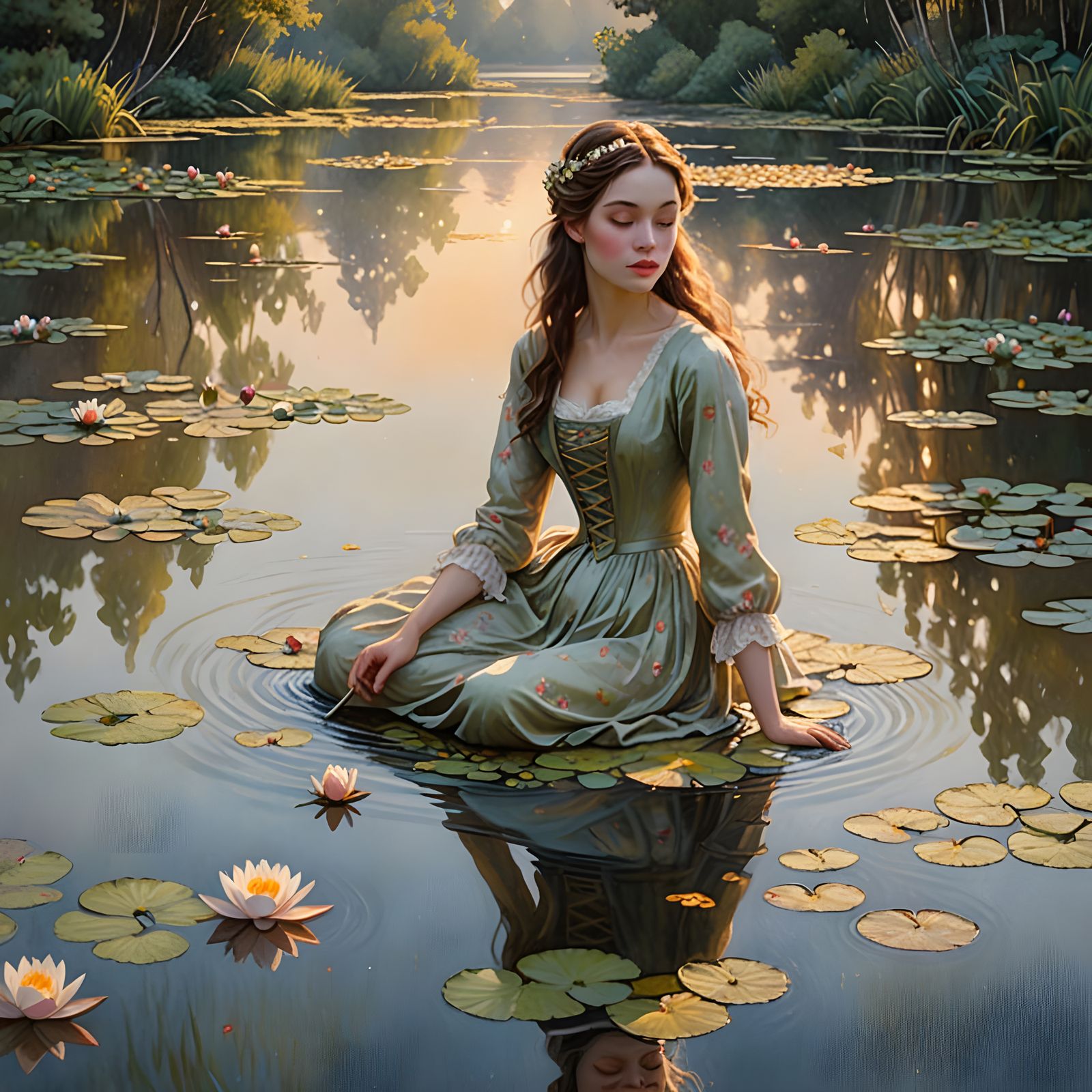 Porcelain Swan Glides Across Lake in Romantic Style