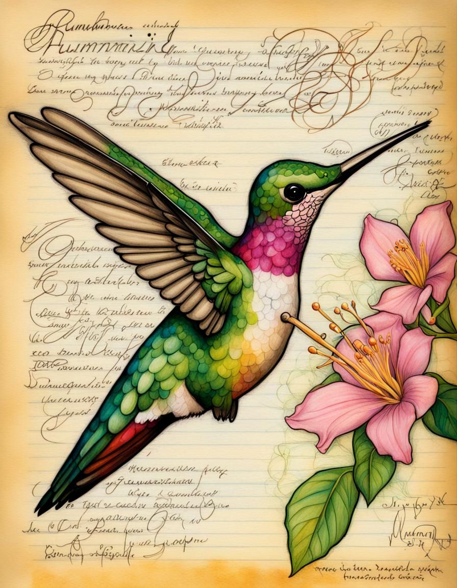 Hummingbird Sketch in Jasmine Becket-Griffith Style