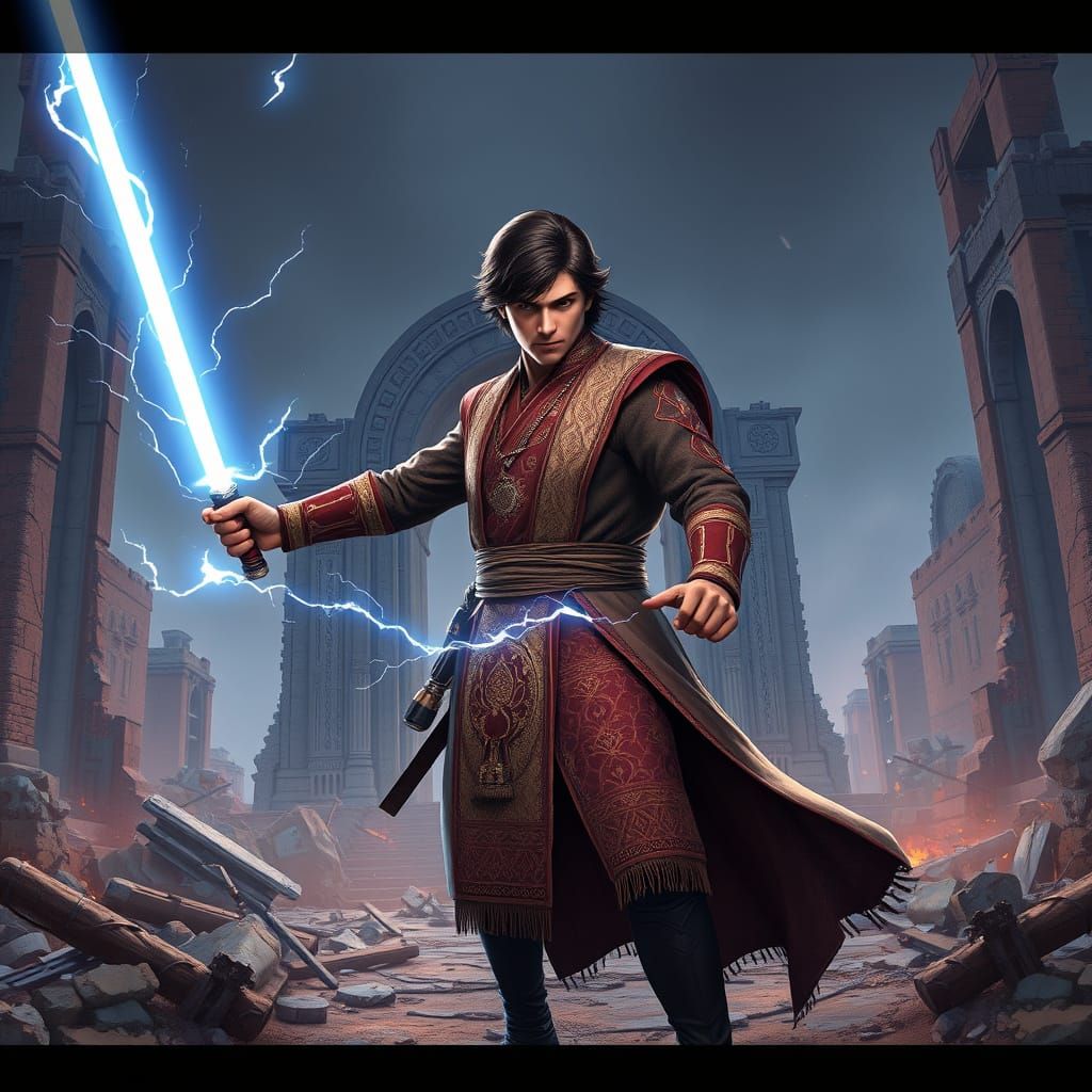 Ben Solo Unleashes Force Lightning in Madhubani Style