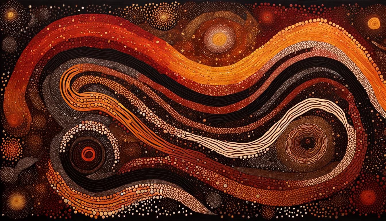 Aboriginal Batik Cosmic Star Formation on Linen