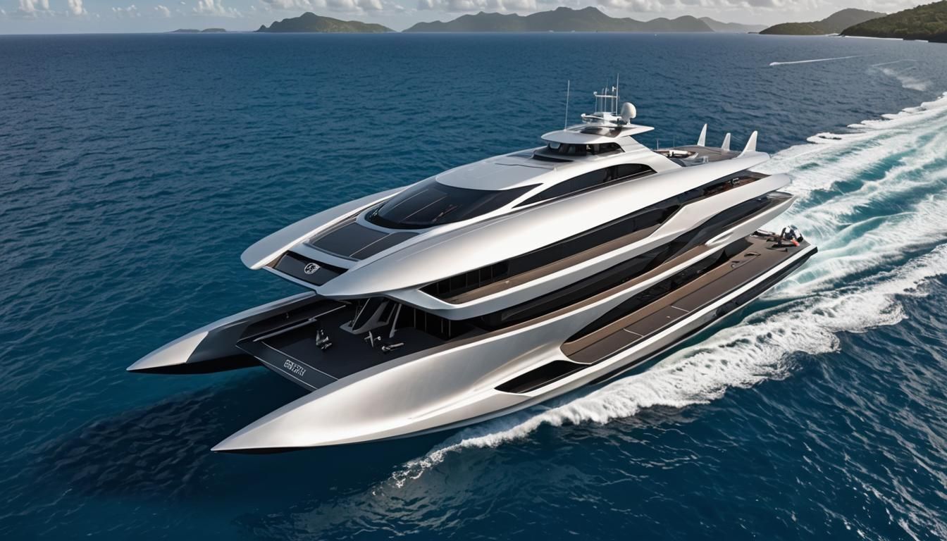Futuristic Luxury Hydrofoil Cruise Ship in Caribbean