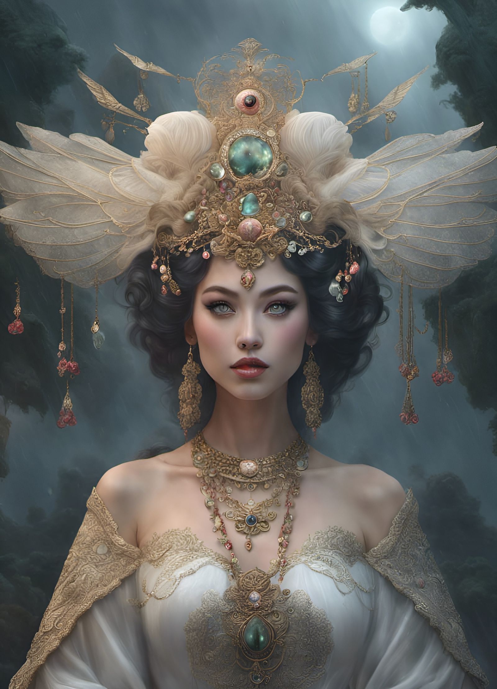 Elaborate Rain Goddess Digital Art