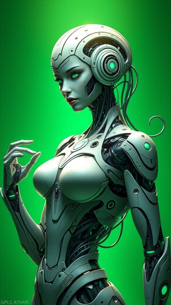 Futuristic Android Goddess in Majestic T-Pose