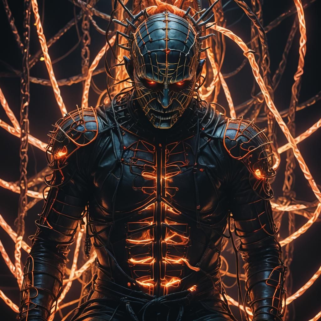 Hellraiser Shibari in Neon: A Dark Fantasy
