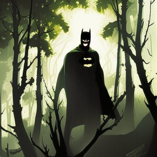 Sinister Batman in the Woods Comic Art
