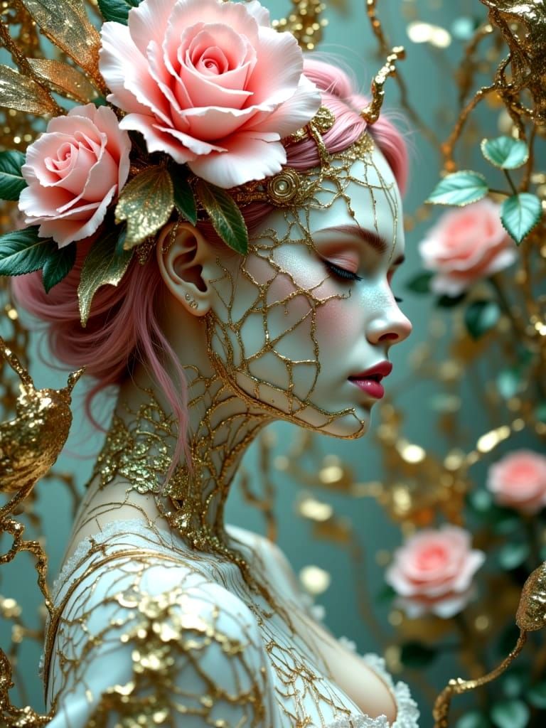 Steampunk Rose Goddess in Fractured Beauty