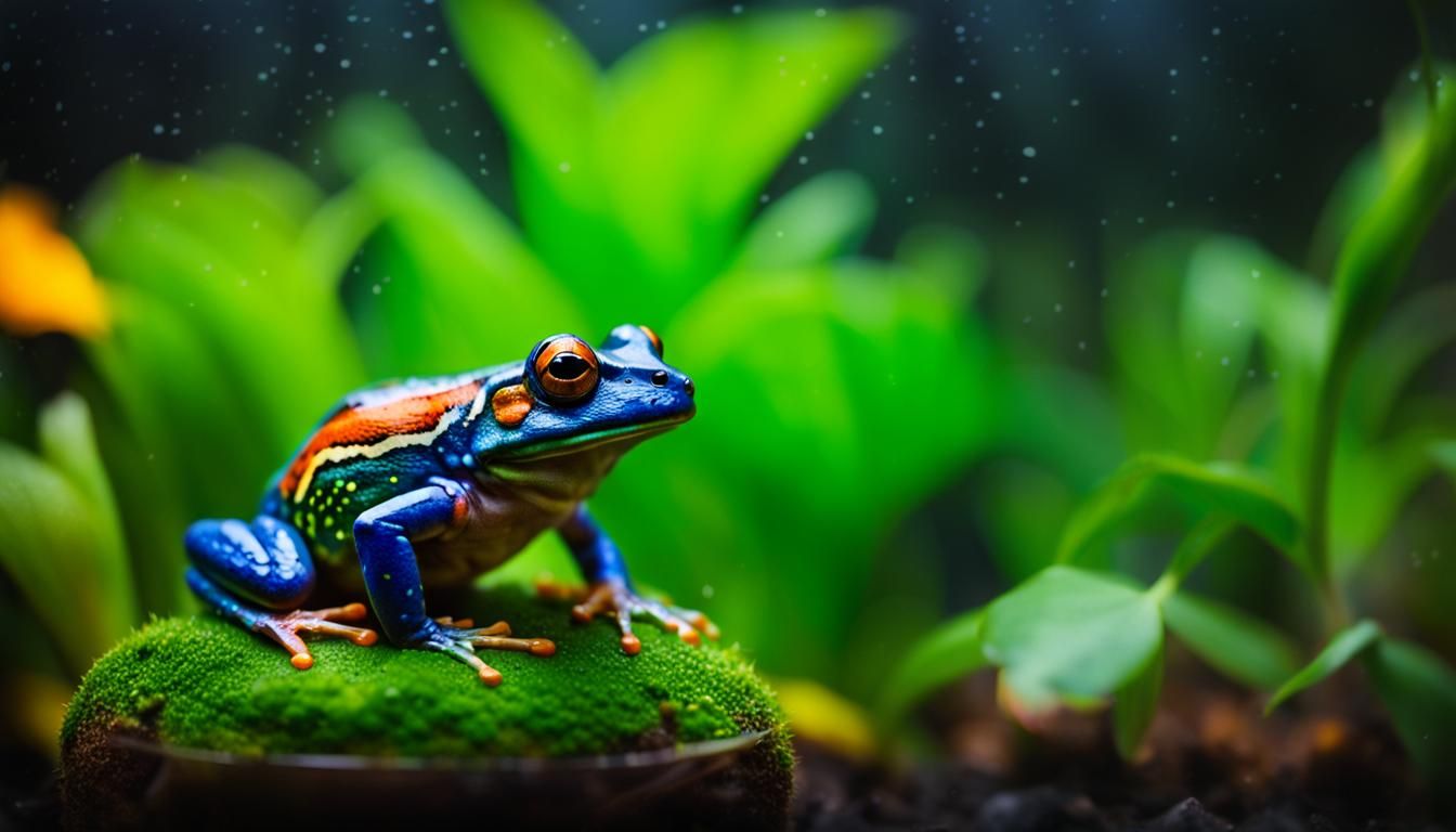 Colorful Frog in Glass Terrarium: Professional Photo