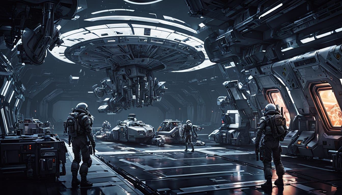 Space Marines Prepare for Perilous Mission in Futuristic Spa...