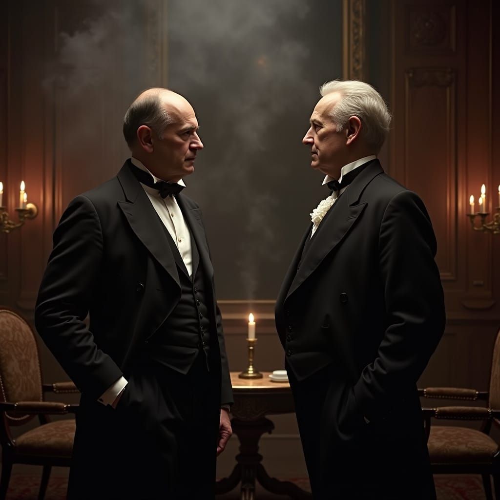 19th-Century Politicians in a Smoky, Atmospheric Setting