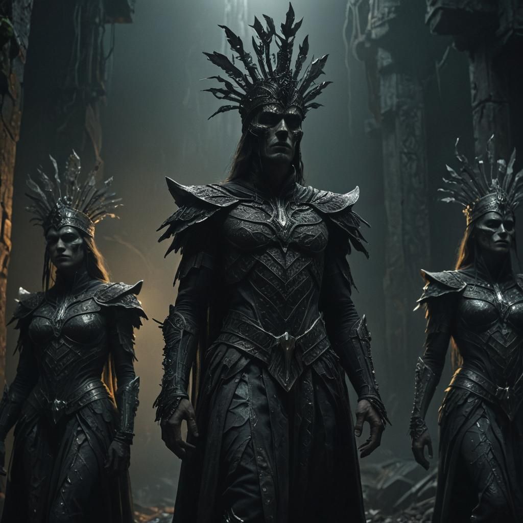 Dystopian Characters in Dramatic Cinematic Scene