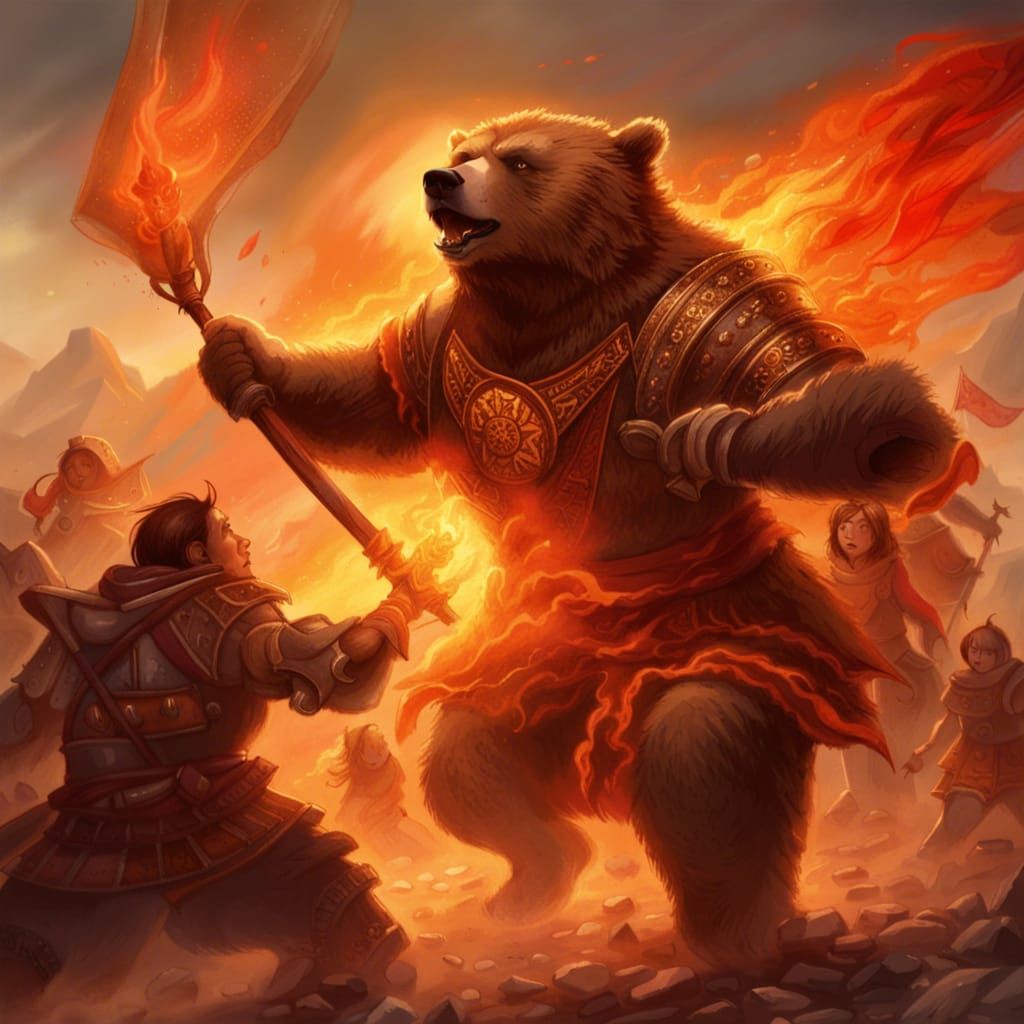 Man Transforms into Bear in Fiery Battle