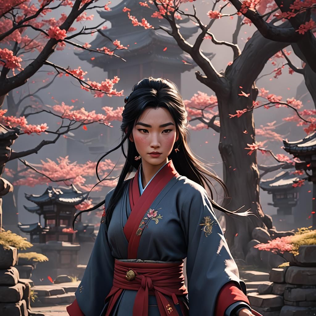 Mulan in Detailed 3D Anime Art Style