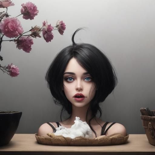 Surreal Word Salad: Woman Vomiting Text