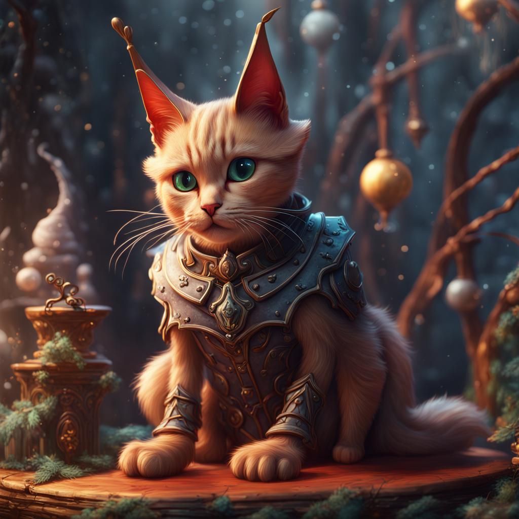 Cat Elf on a Shelf: Fantasy Concept Art