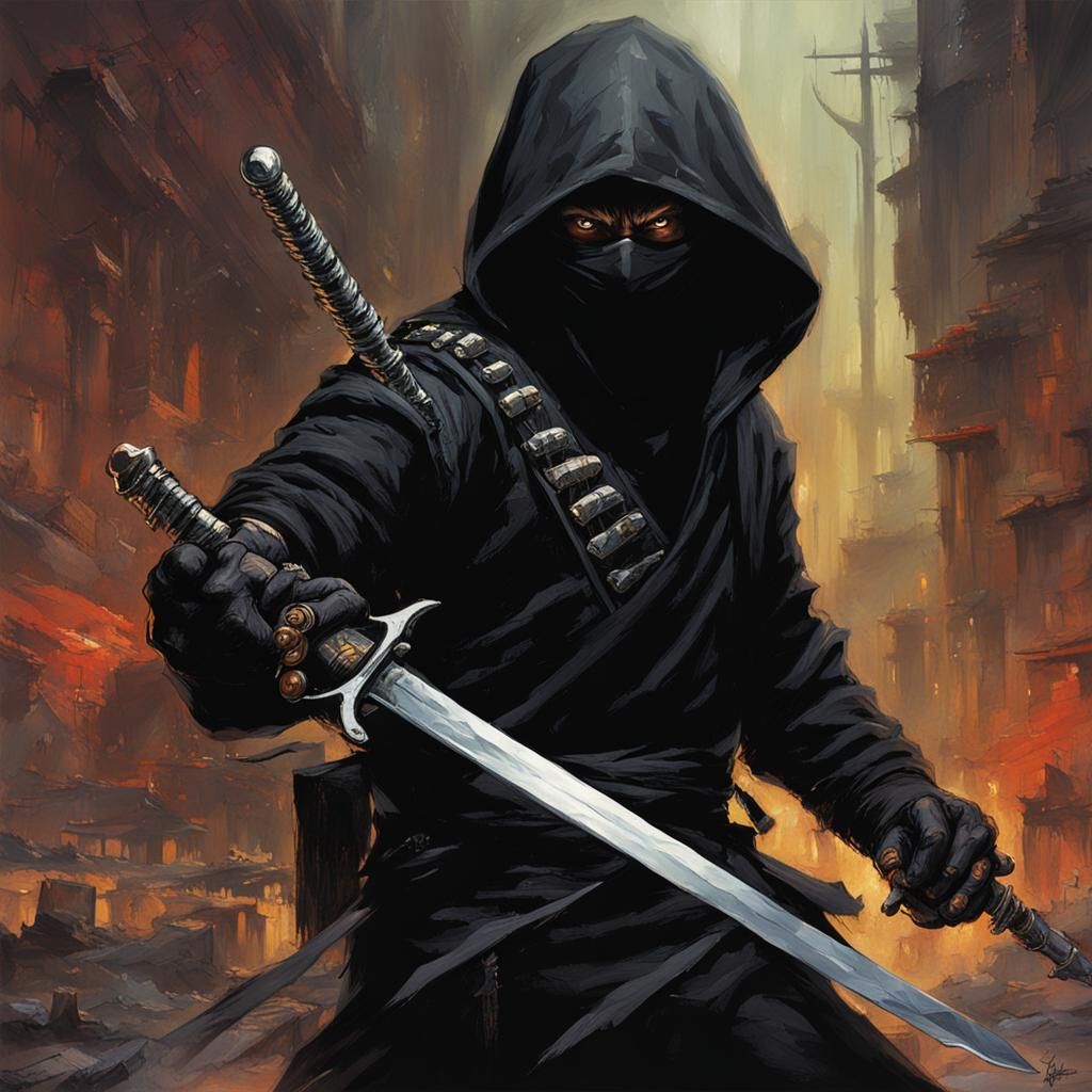 Ninja on a Sinister Mission with Sword