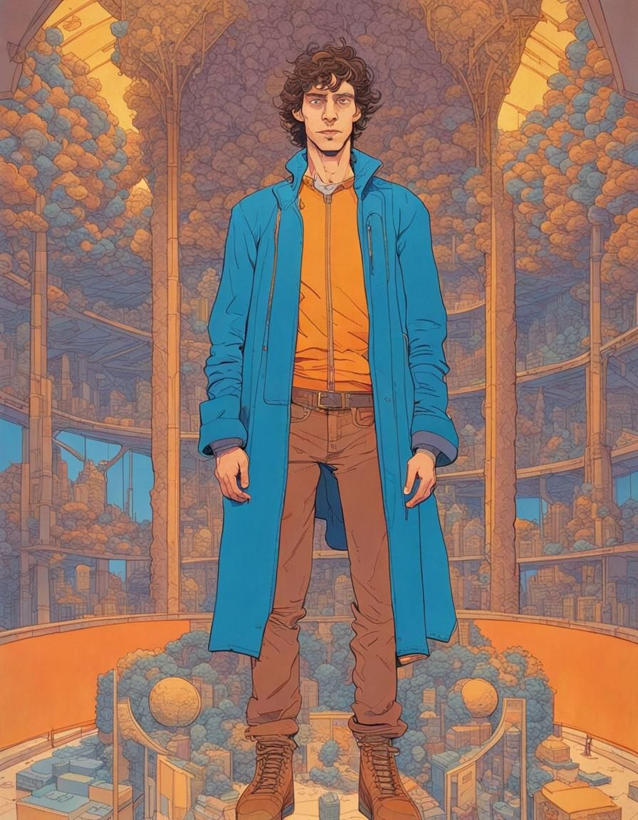 Moebius-Style Portrait of a Young Man