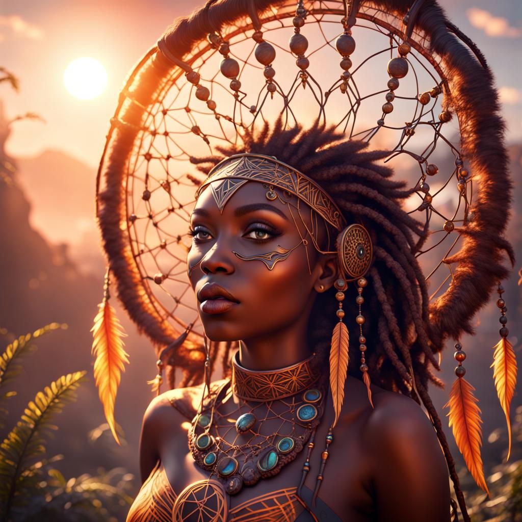 Afrocentric Goddess Dream Catcher Captures the Sun