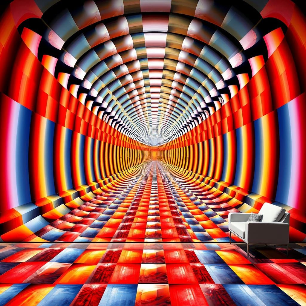 Vibrant Optical Illusion Painting in 3D Style