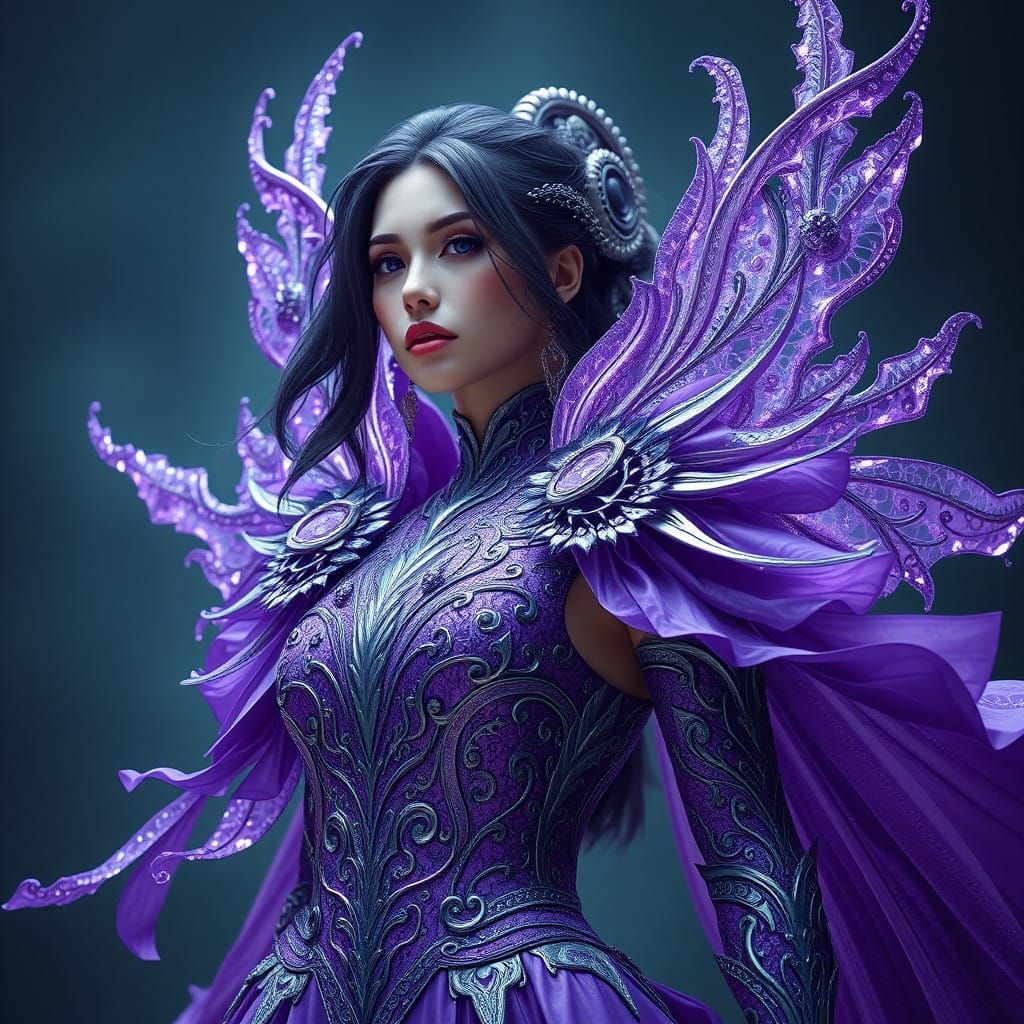 Ethereal Fantasy Princess in Lavender and Silver Attire