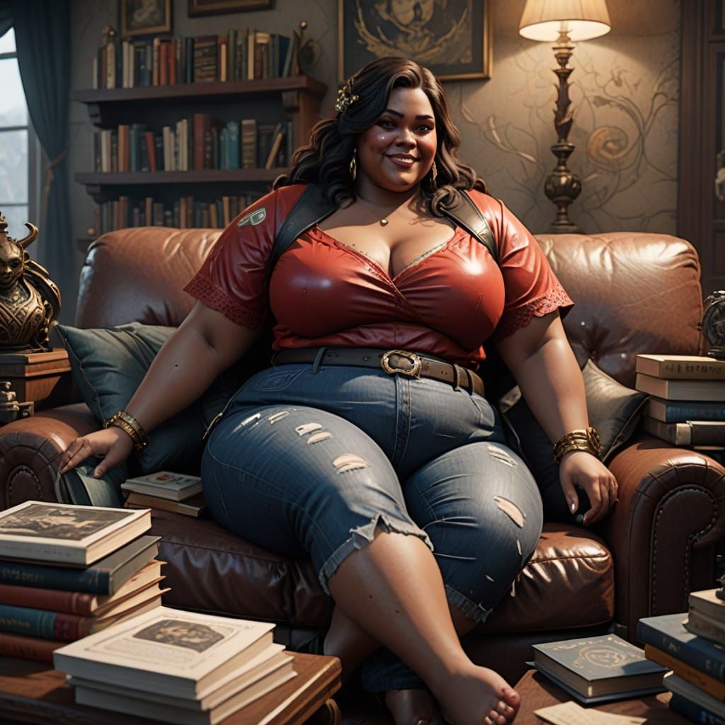 Fantastical Female in Elaborate Makeup, Seated in a Luxuriou...