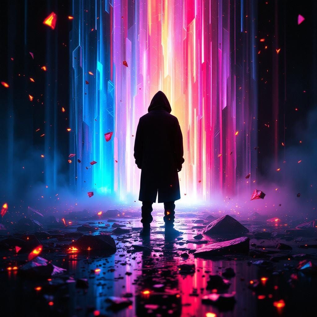 Crystalline Figure in Surreal Cinematic Style