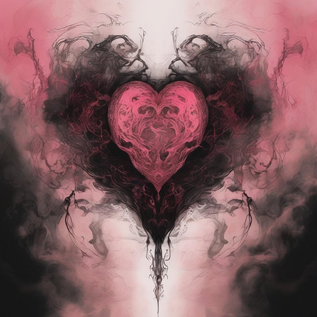 Mythic Heart in Japanese Ink Art Style