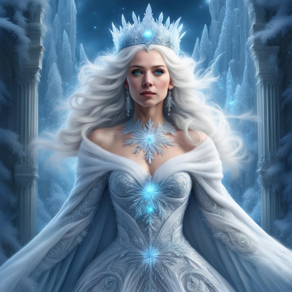 Glowing Ice Queen Portrait in Fantasy Concept Art