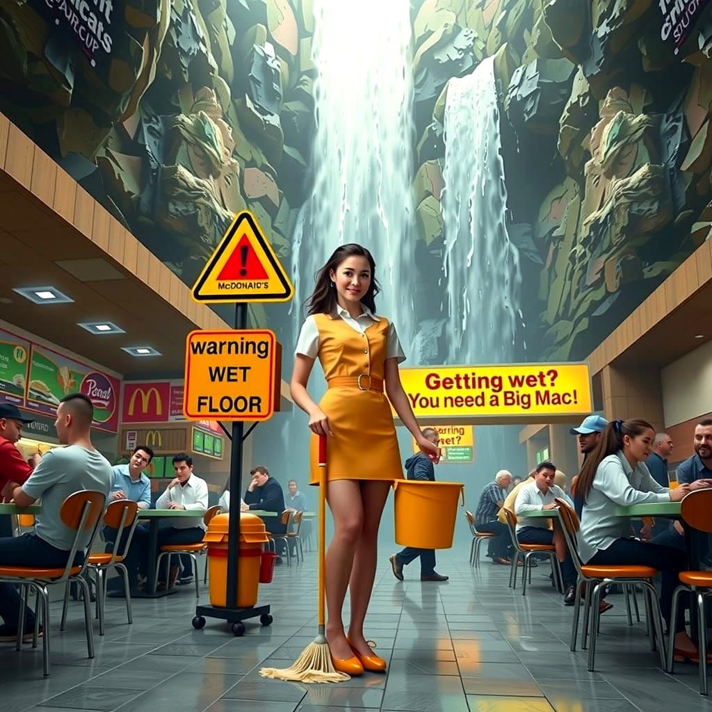 A McDonalds with a waterfall inside. Not something you see every day