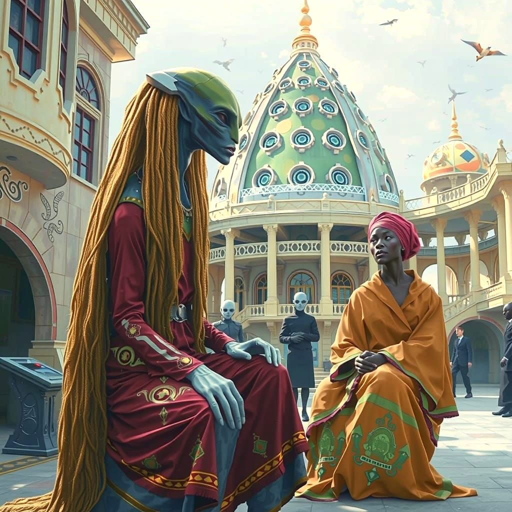 Alien Diplomats Meet in Shimmering Galactic Hub