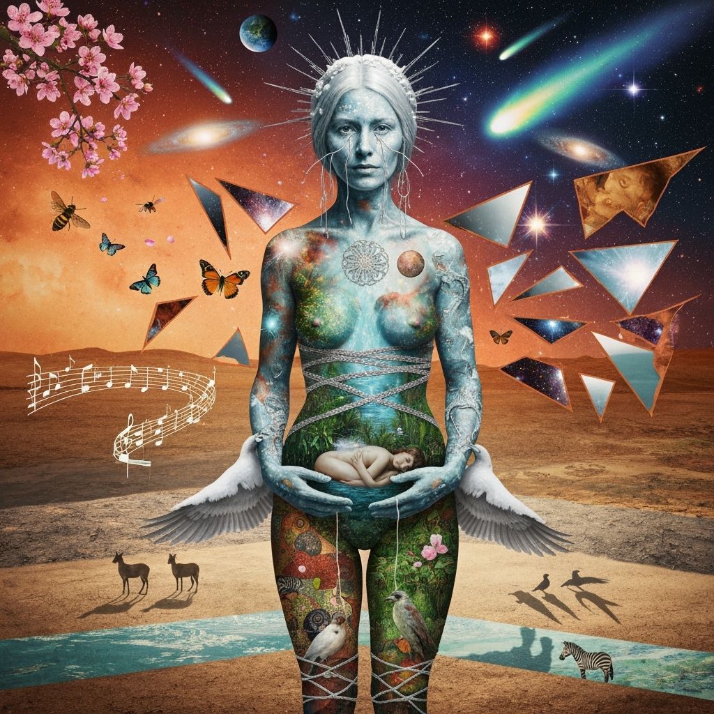 Mystical Shaman with Bioluminescent Oasis Skin in Barren Lan...