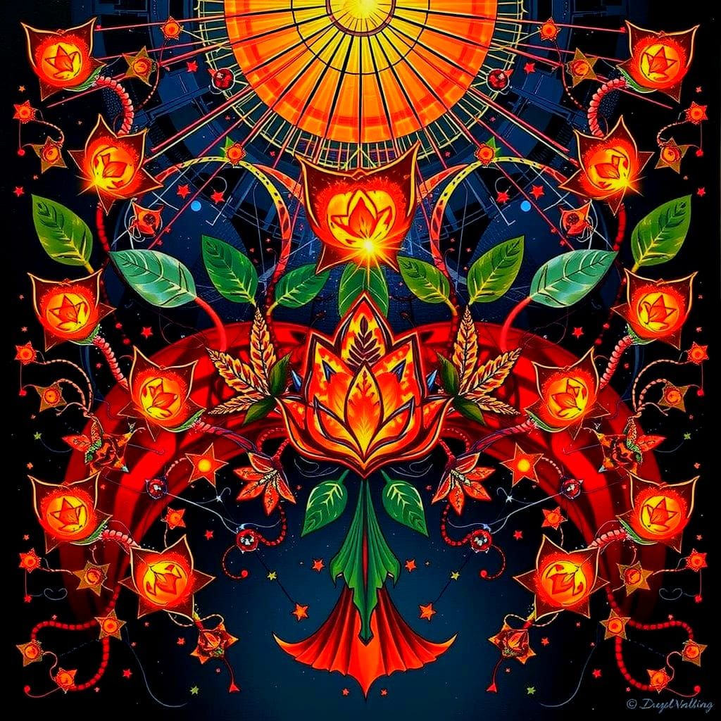 Abstract Botanical Forms with Crystalline Leaves