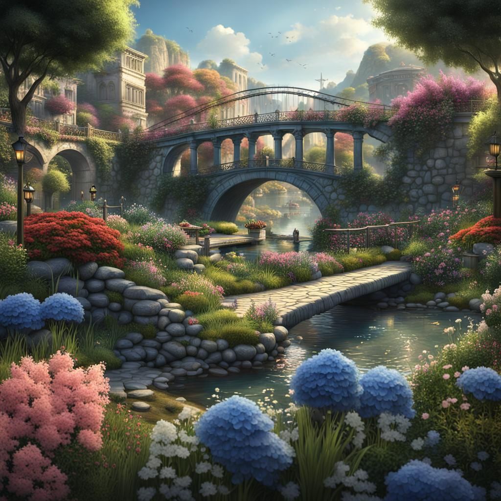 Utopian Cityscape with Futuristic Tech and Nature